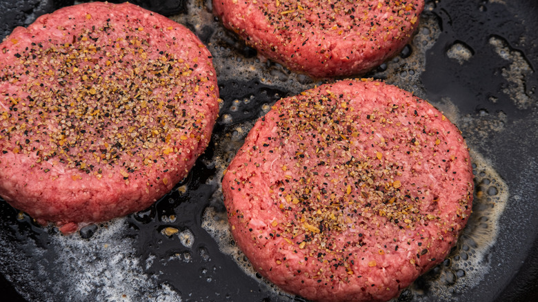 Hamburger patties fried in butter