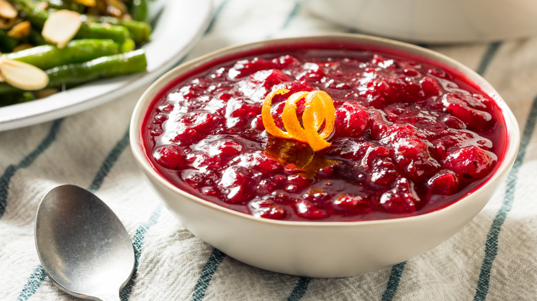 Cranberry sauce in a bowl