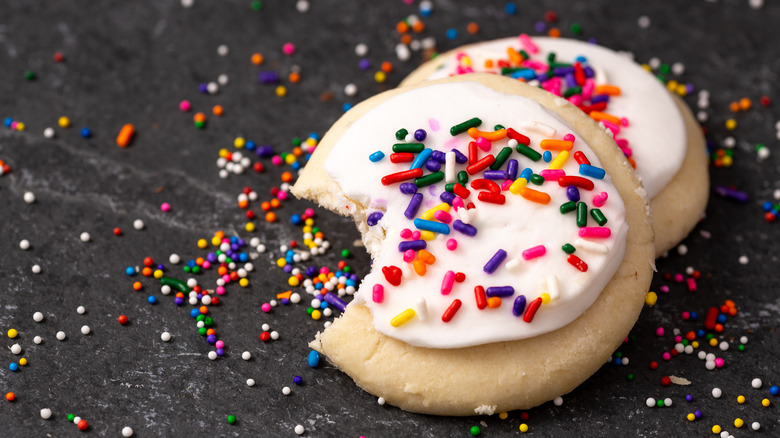 frosted sugar cookie with sprinkles