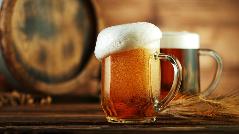 Foamy beer in a mug