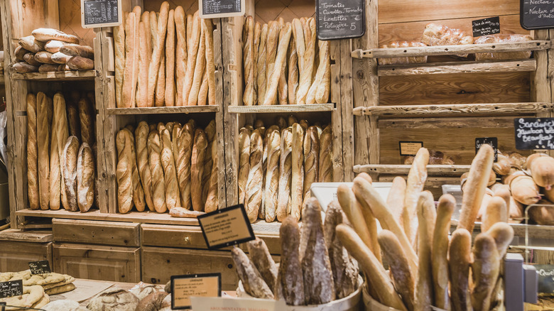 Baguettes in a French bakery