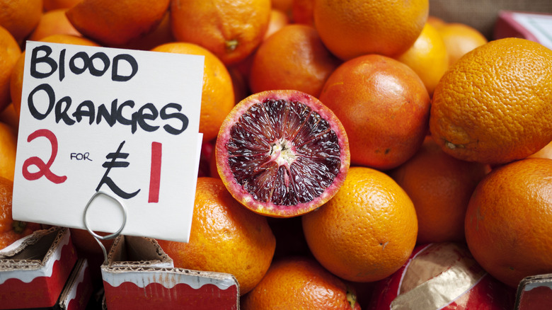 blood oranges on sale at market