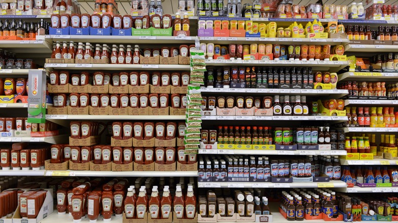 condiment aisle at grocery store