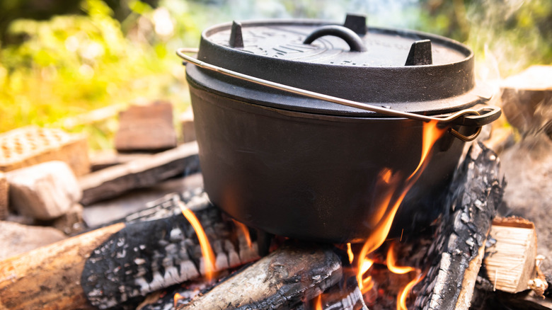 dutch oven on campfire