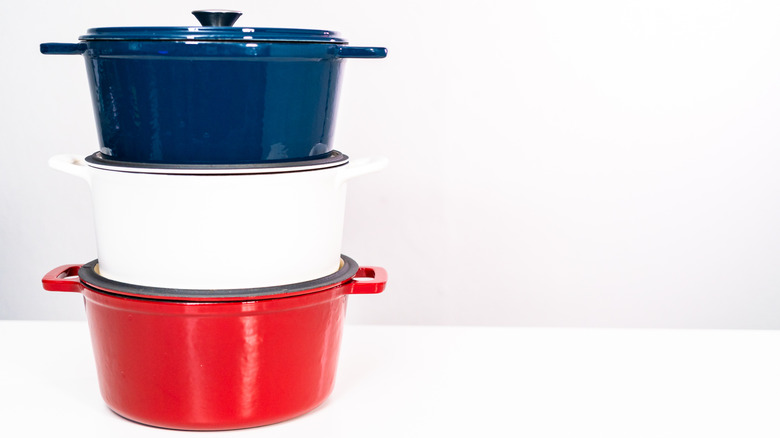 stack of dutch ovens