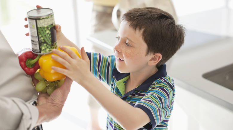 Child touching food