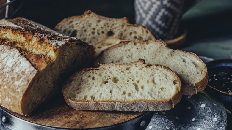 slices cut from sourdough loaf