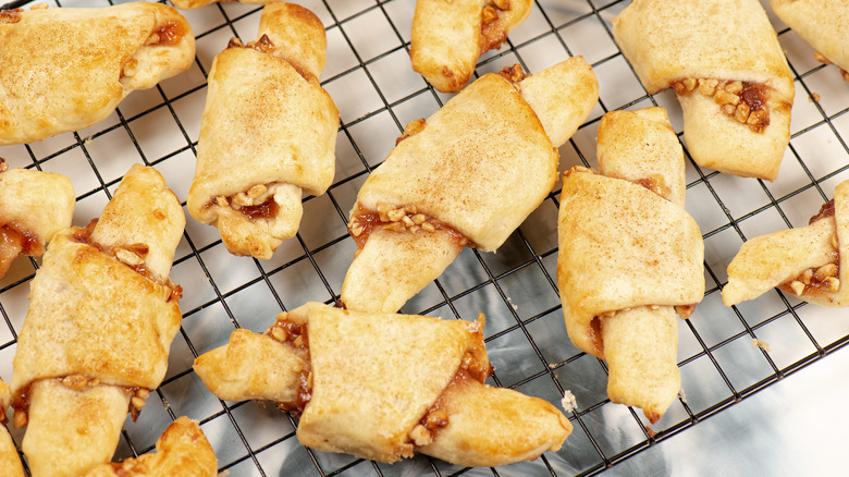 Rugelach on a wire cooling rack 