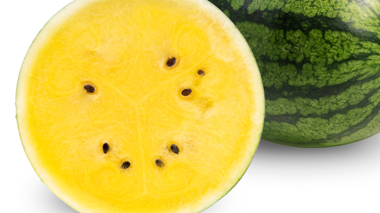 yellow watermelon cut in the middle