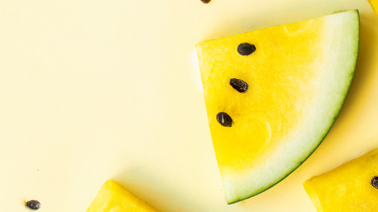 thinly sliced yellow watermelon