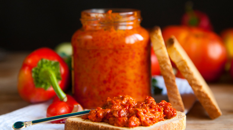 ajvar spread on bread 