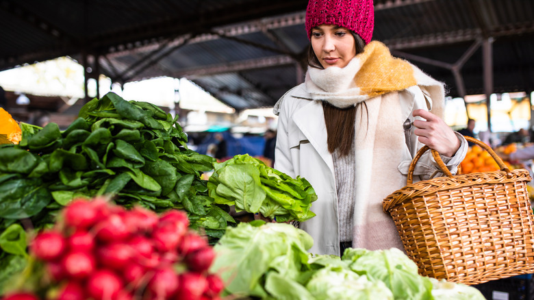 Woman shopping at farmers market