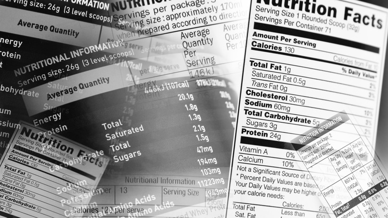 assorted nutrition facts