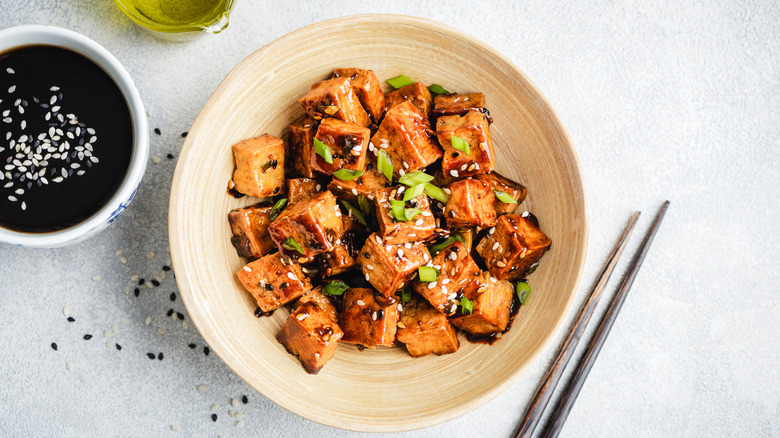 fried tofu with sauce