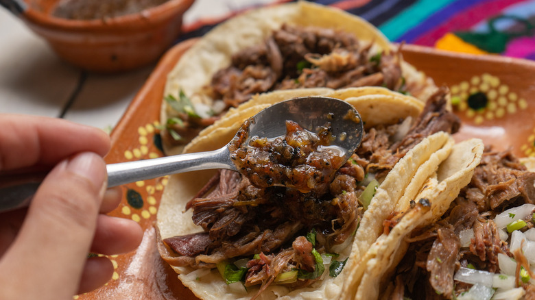 barbacoa served in a taco