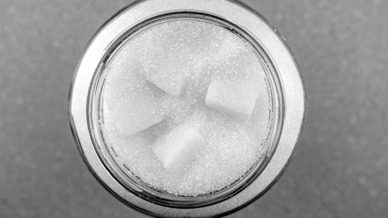 Sugar cubes in a glass 