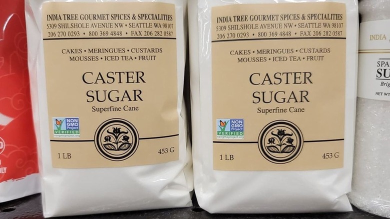 two bags of India Tree caster sugar on grocery store shelf