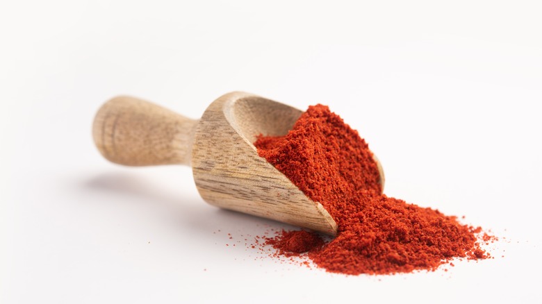 chili powder contained in spoon