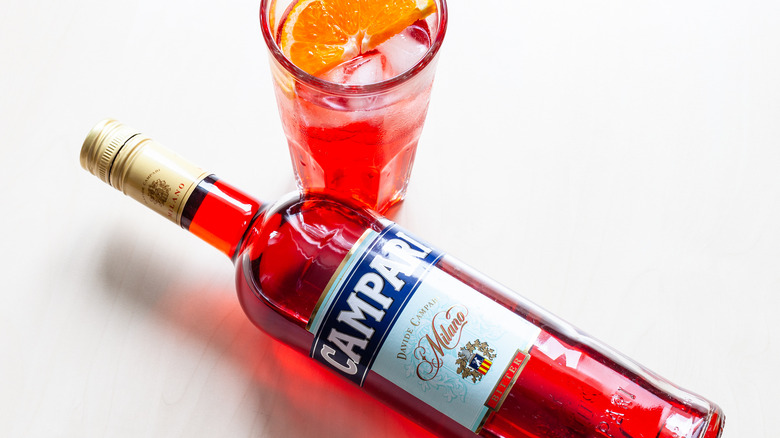 Campari next to a glass