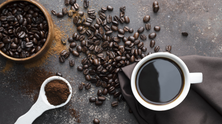 top down view of coffee elements