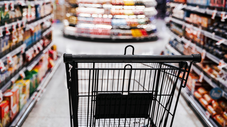 grocery cart in an aisle