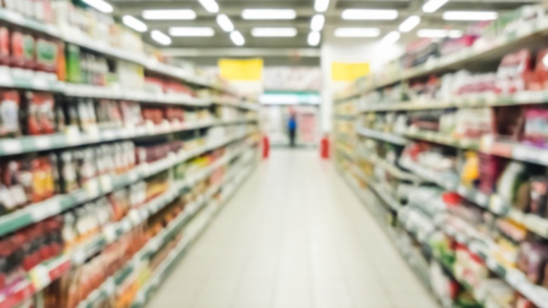 Blurry image of supermarket aisle