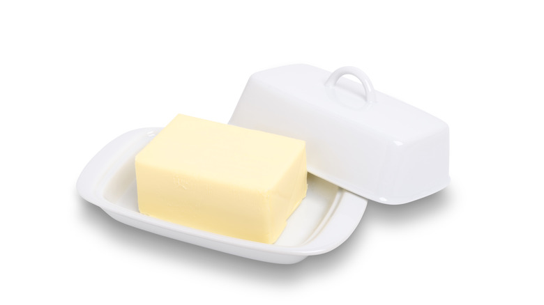 Butter in ceramic butter dish