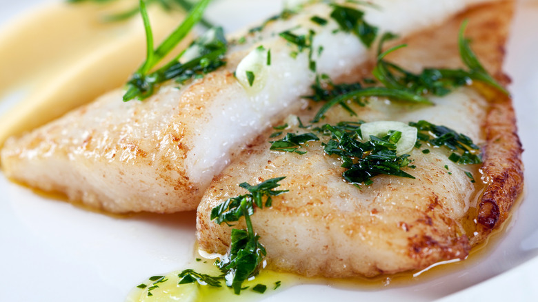 fillet of white fish with aromatics