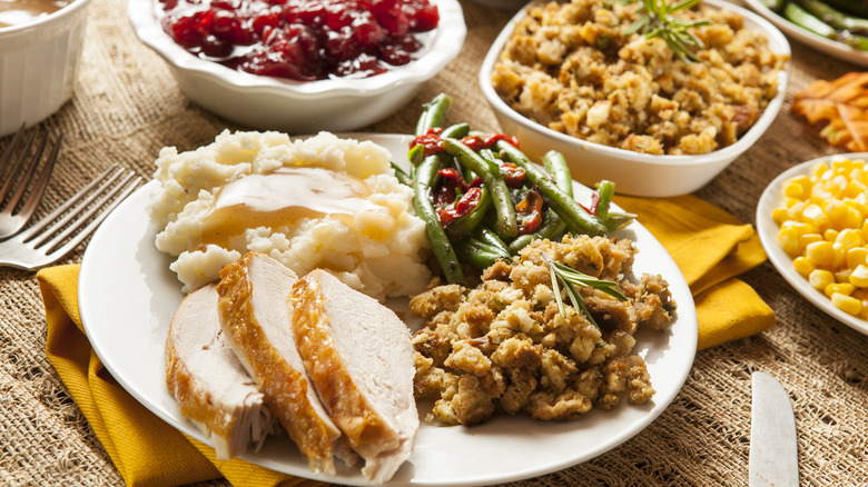 Thanksgiving dinner with sides