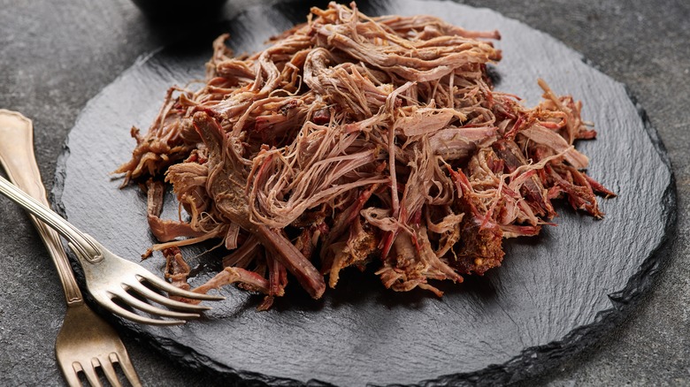 pulled pork on a slab