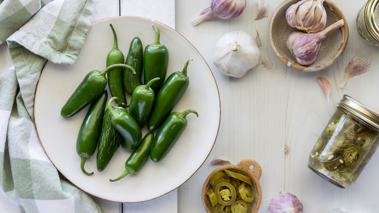 fresh jalapeños in a bowl