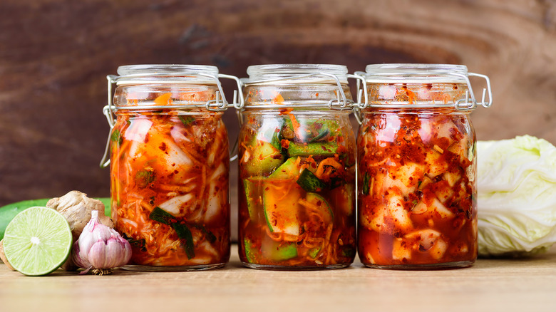 Kimchi in jars