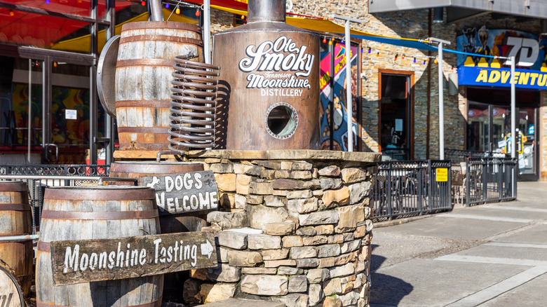 Moonshine still outside a tasting room