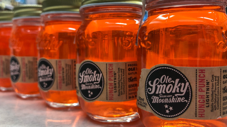 Jars of flavored Ole Tennessee Moonshine