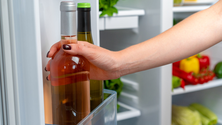 placing wine in fridge