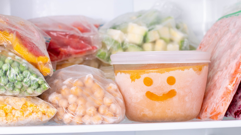 frozen vegetables smiley face