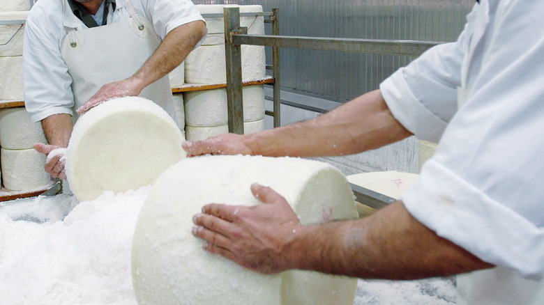 Cheesemakers making Pecorino Romano