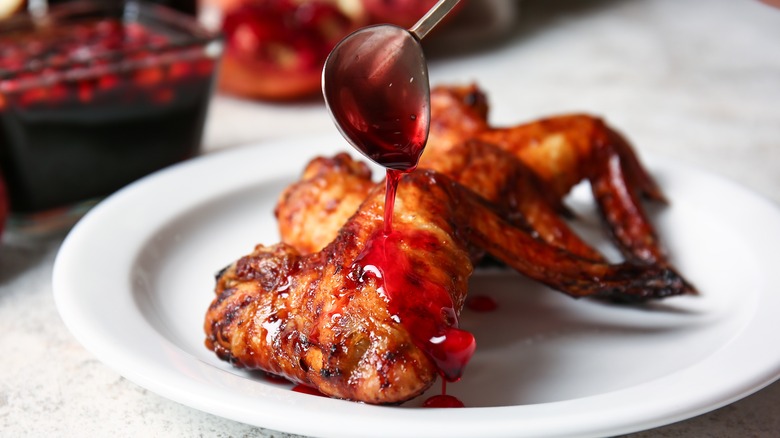 Pomegranate molasses on chicken 