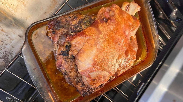 pernil coming out of the oven