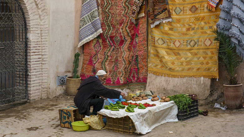 Man preparing food in Morocco