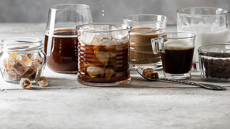 cold coffee types in glasses