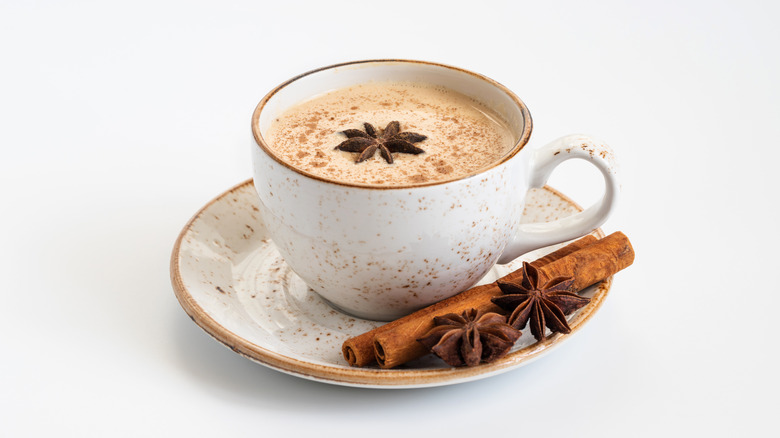 Star anise and cinnamon in a cup