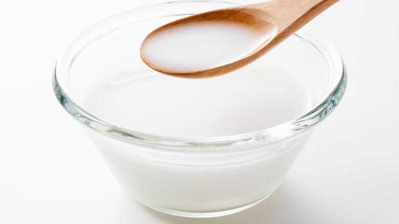 Spoon with flour and water