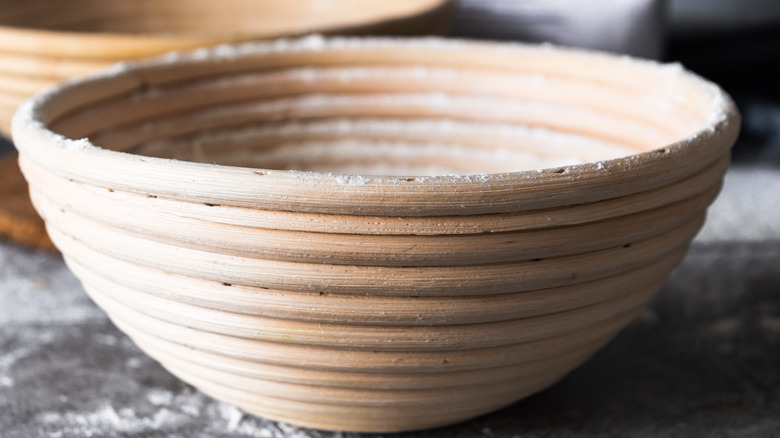 bread proofing baskets dusted with flour