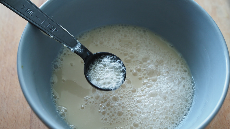 mixing yeast and water