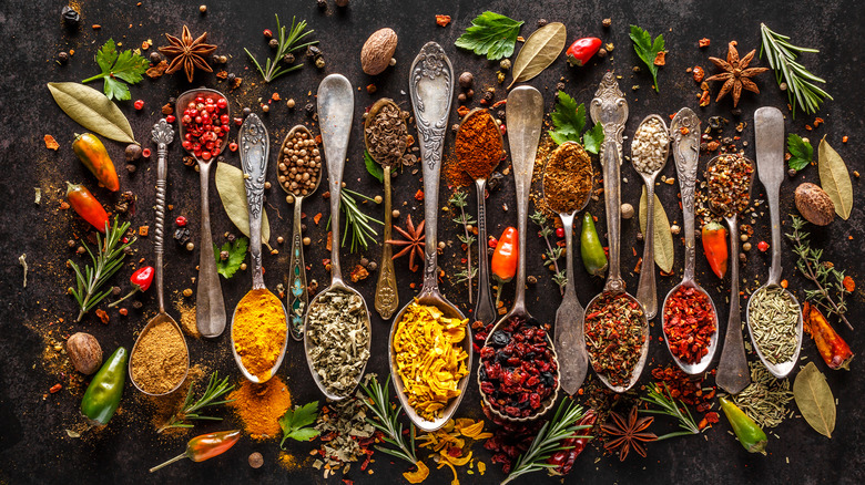 Spices on spoons