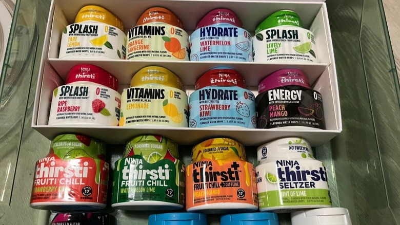 A collection of Thirsti flavors.