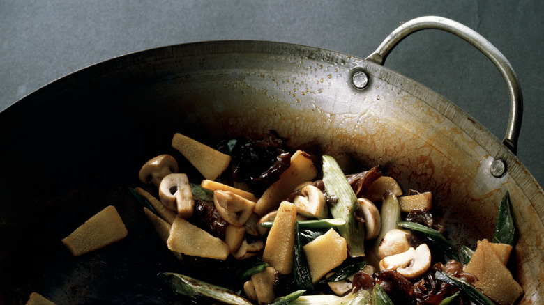 vegetables in a wok