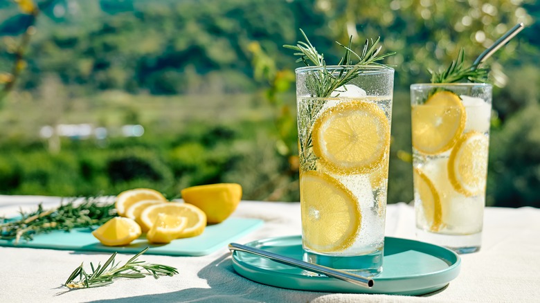 Glasses of lemon water