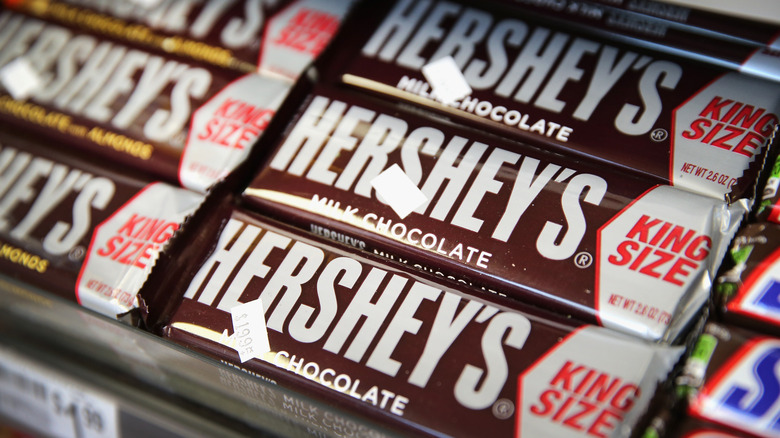 Hershey bars on shelf